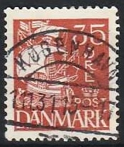 FRIMÆRKER DANMARK | 1927 - AFA 173 - Karavel 35 øre brunrød - Lux Stemplet 